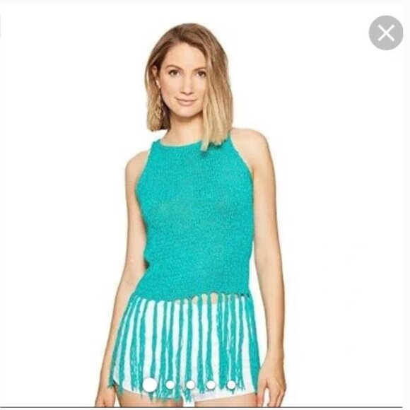 BB Dakota Tops - Jack by BB Dakota Fringe Boho Teal Top S NWOT